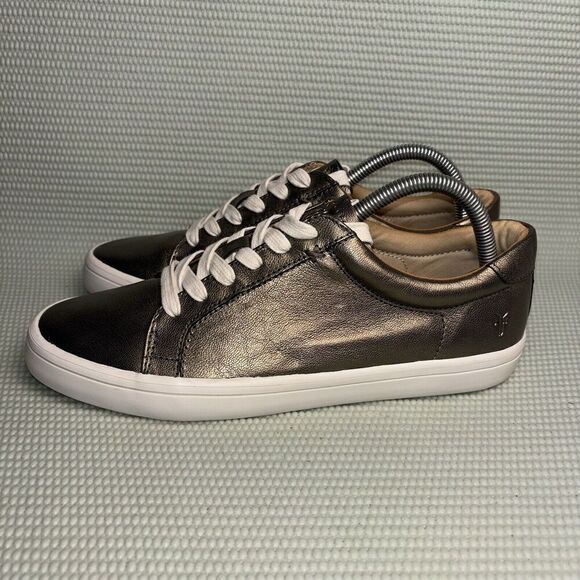 Frye Kerry Lace-Up Sneakers Leather Women’s Size 8.5 3471359 Pewter - Picture 3 of 9